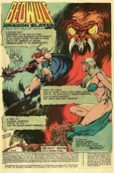 Beowulf: Dragon Slayer #1, written by Michael Uslan, illustrated by Ricardo Villamonte (1975)